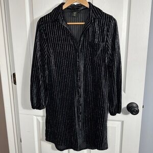 House of Harlow burnout dress/cardigan, black and metallic silver, XS, dressy